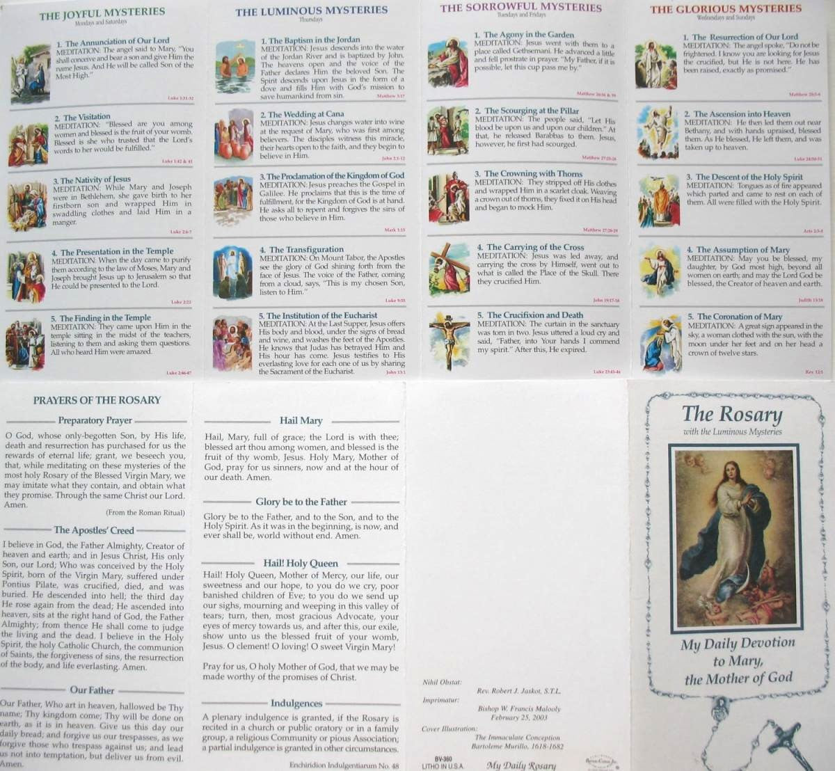 Rosary Pamphlet with the Luminous Mysteries
