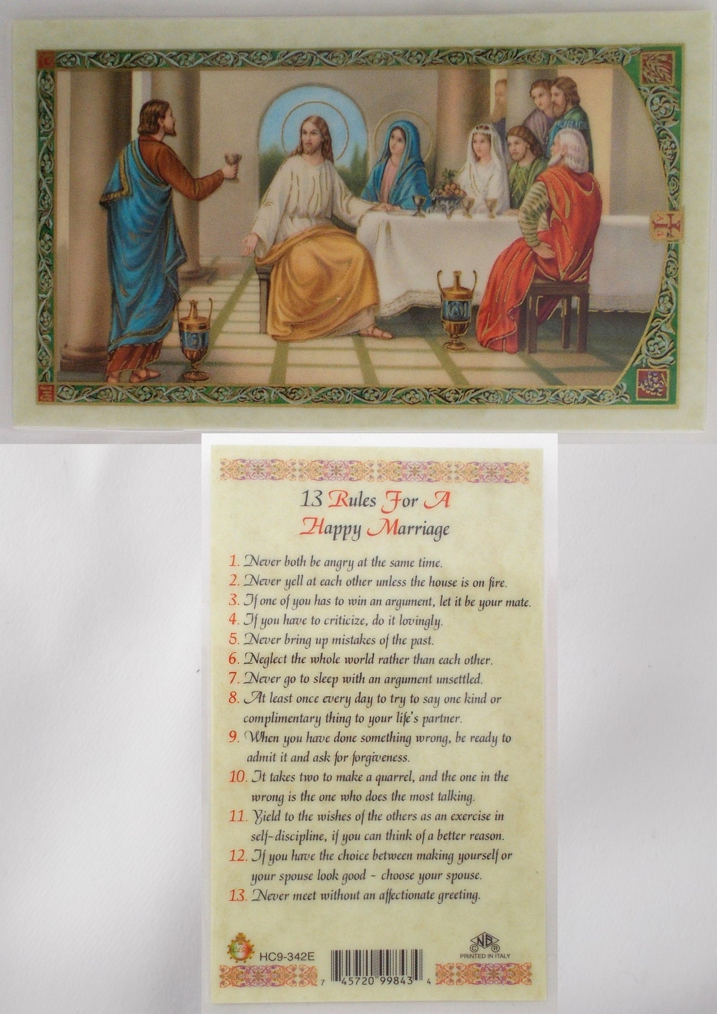 Laminated - Wedding at Cana - On Your Anniversary or 13 Rules for a Happy Marriage