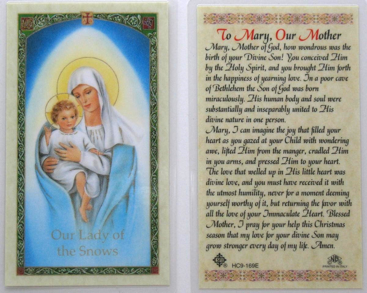 Laminated - Our Lady of The Snows - To Mary, Our Mother