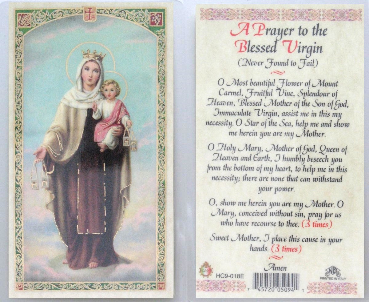 Laminated - Our Lady of Mount Carmel