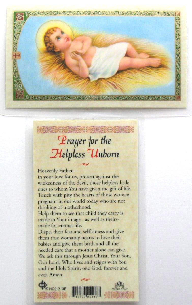 Laminated - Baby Jesus - Prayer for Helpless Unborn