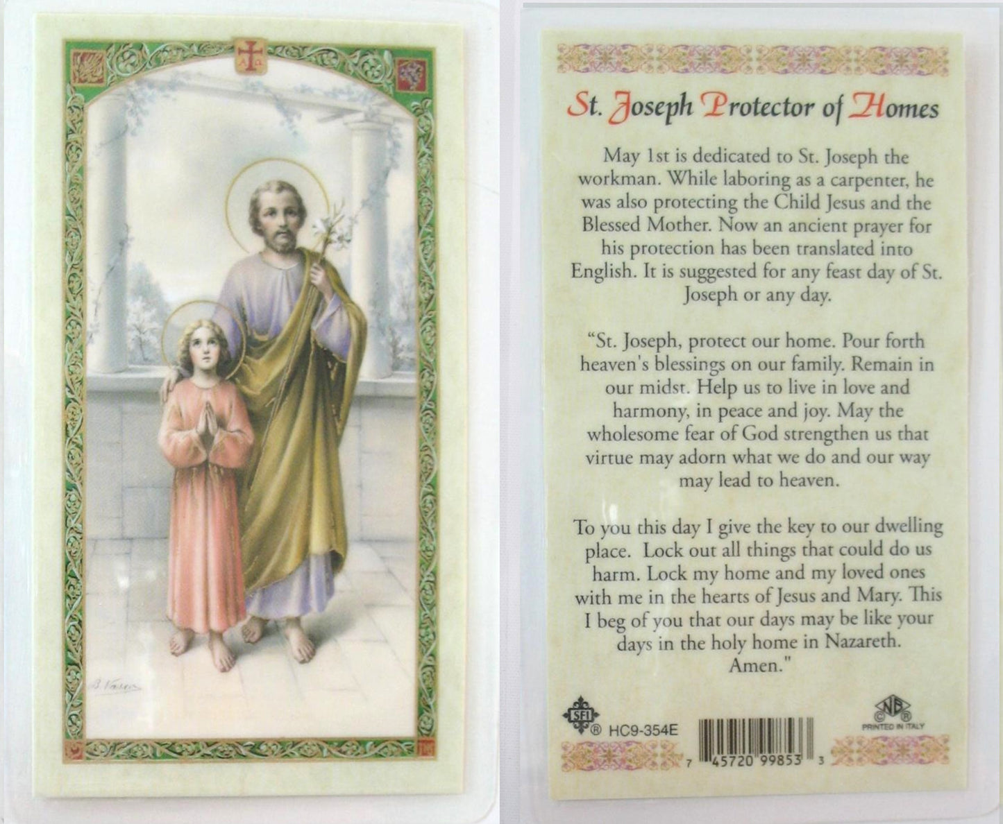 Laminated - St. Joseph - Protector of Homes