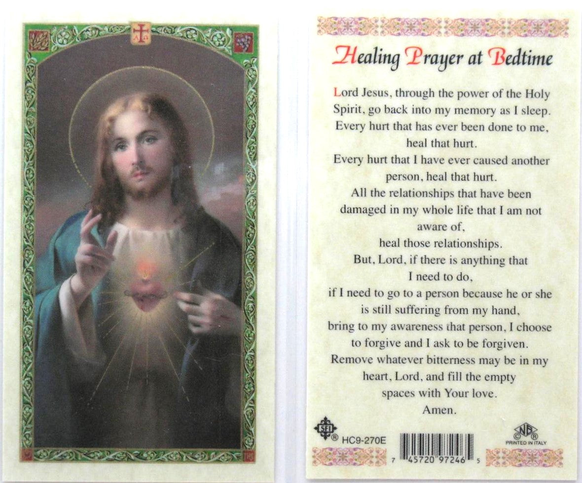Laminated - Sacred Heart of Jesus - Healing Prayer at Bedtime