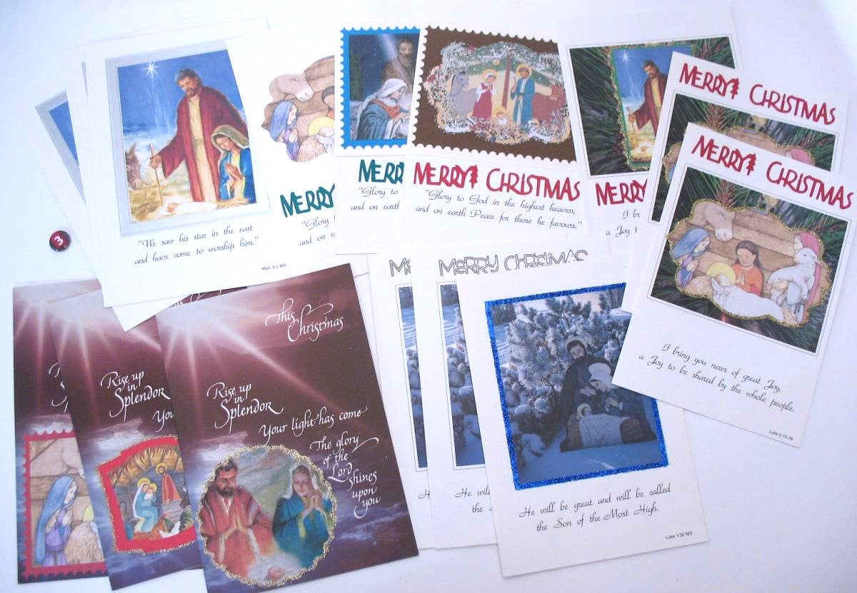 Christmas Greeting Cards - Scriptural Nativity - 5 Verses - Variety Packs of 15