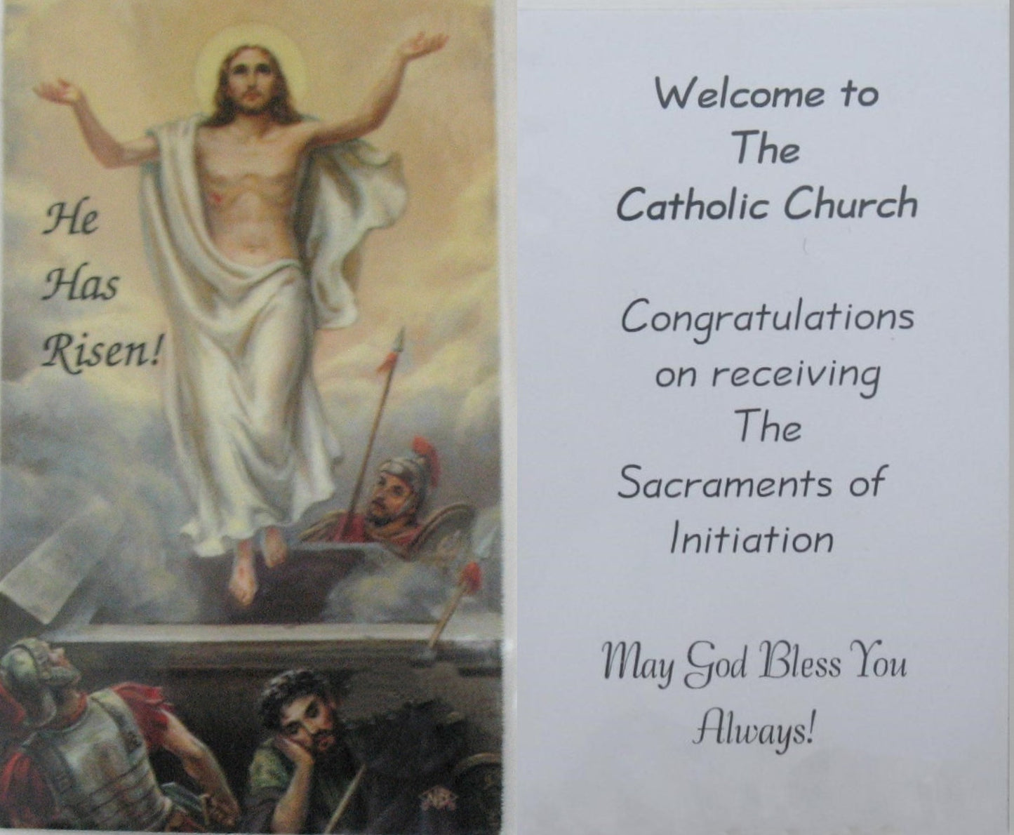 Laminated - He Has Risen! - Welcome to the Catholic Church