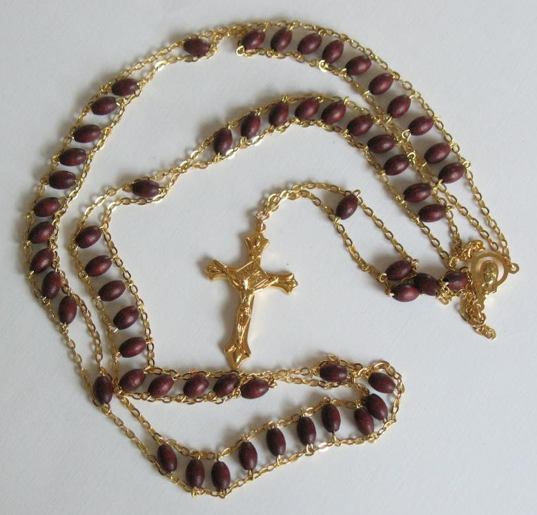 Rosary - Ladder Chain with Wood Beads