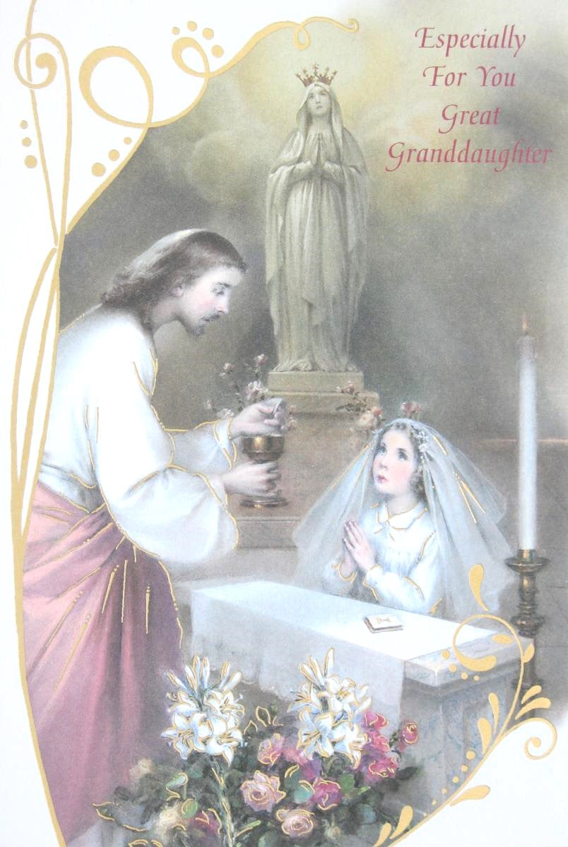 Great Granddaughter - First Communion Greeting Card