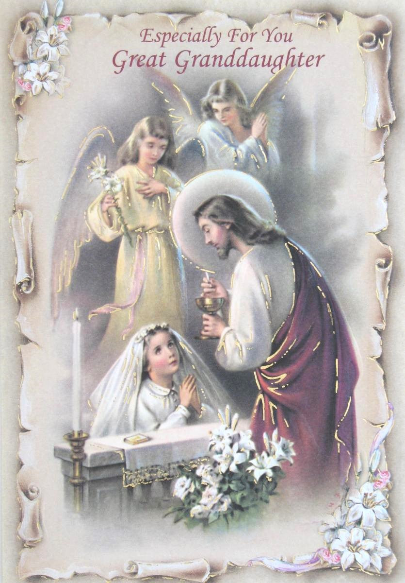 Great Granddaughter - First Communion Greeting Card