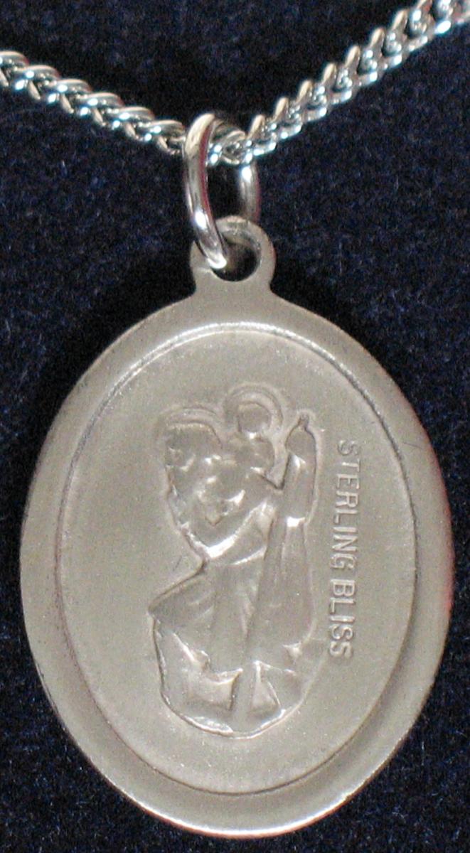 St. Christopher/ Skiing - Sterling Silver Medal with Chain