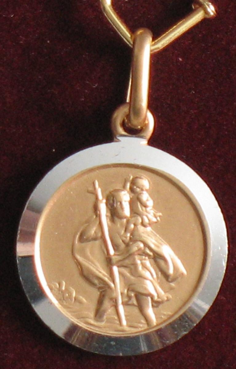 10K Gold St. Christopher Round Two Tone