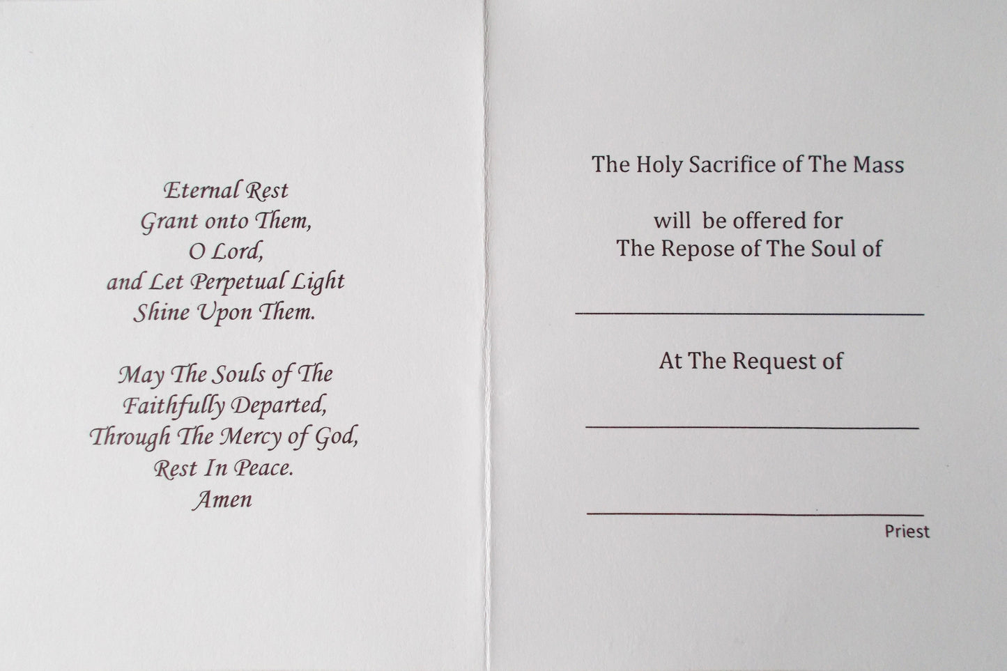 Mass Card - For The Dead - Package of 10