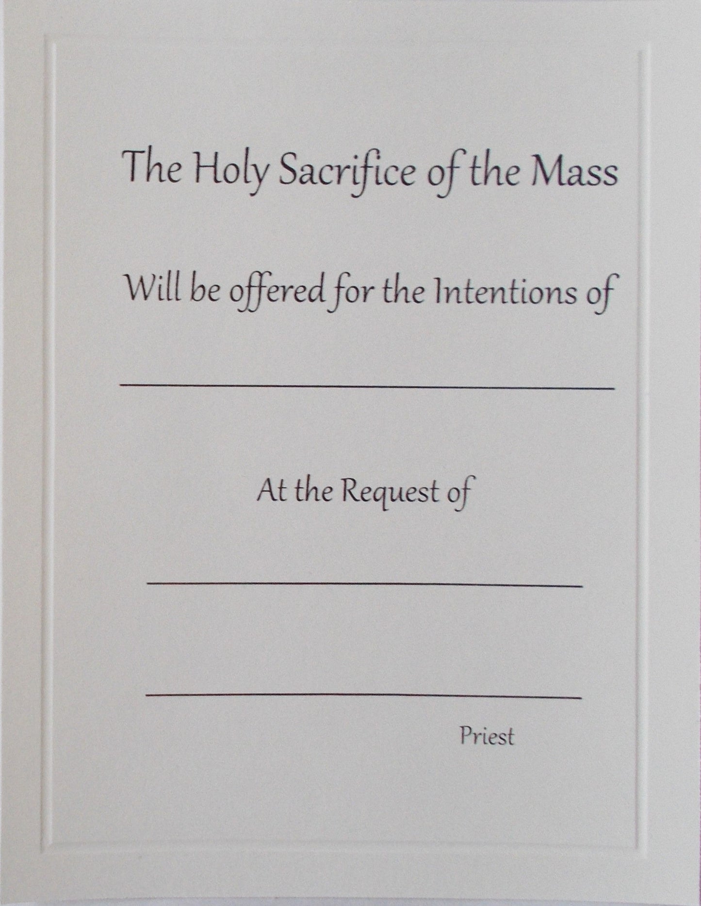 Mass Card (Postcard Style) -A Mass For Your Intentions - Package of 19