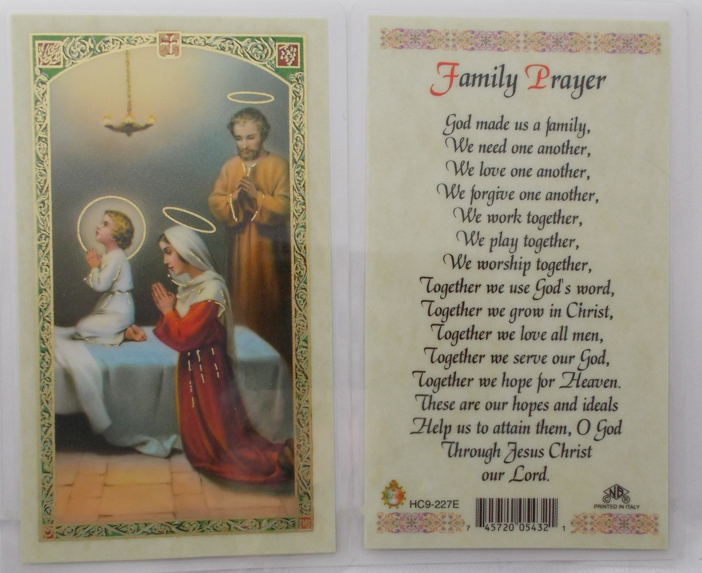 Laminated - Holy Family - Family Prayer