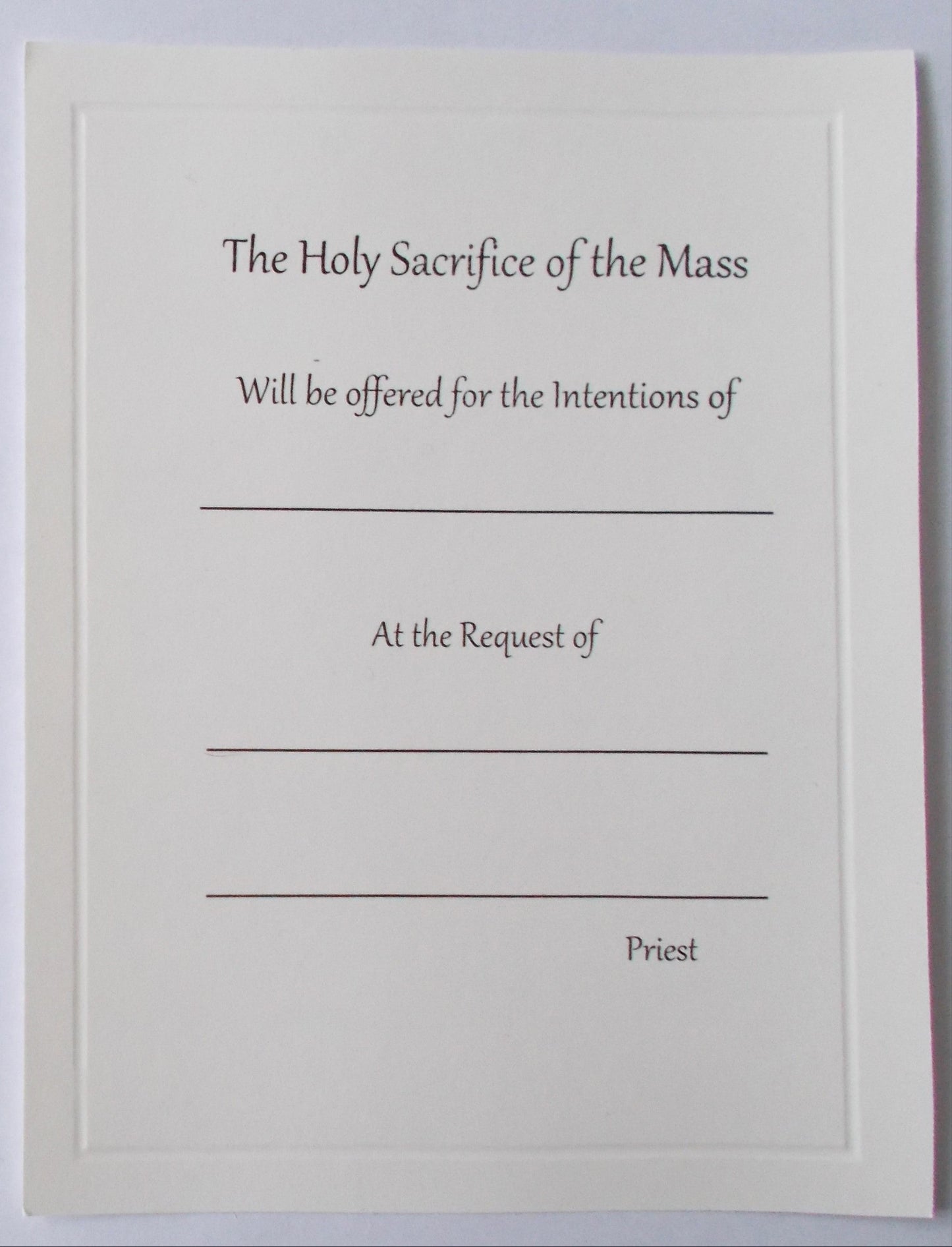 Mass Card (Postcard Style)- A Mass For Your Intentions - Package of 20