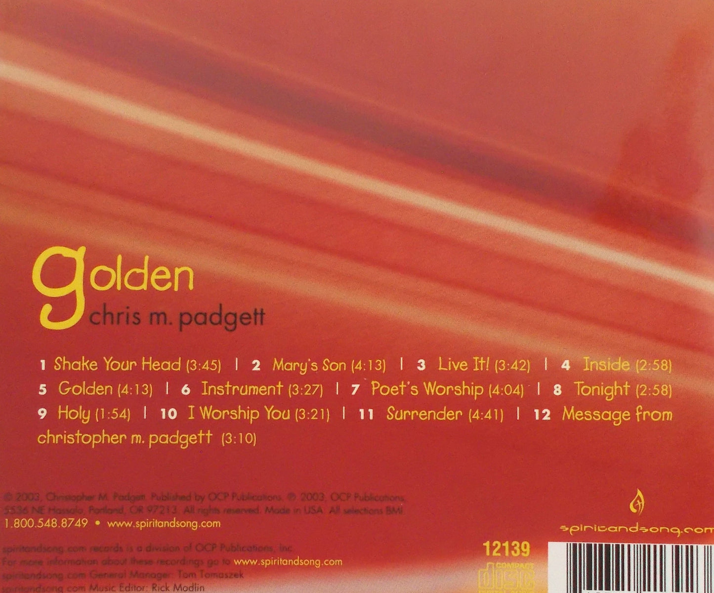 Chris M. Padget - Golden - Music CD