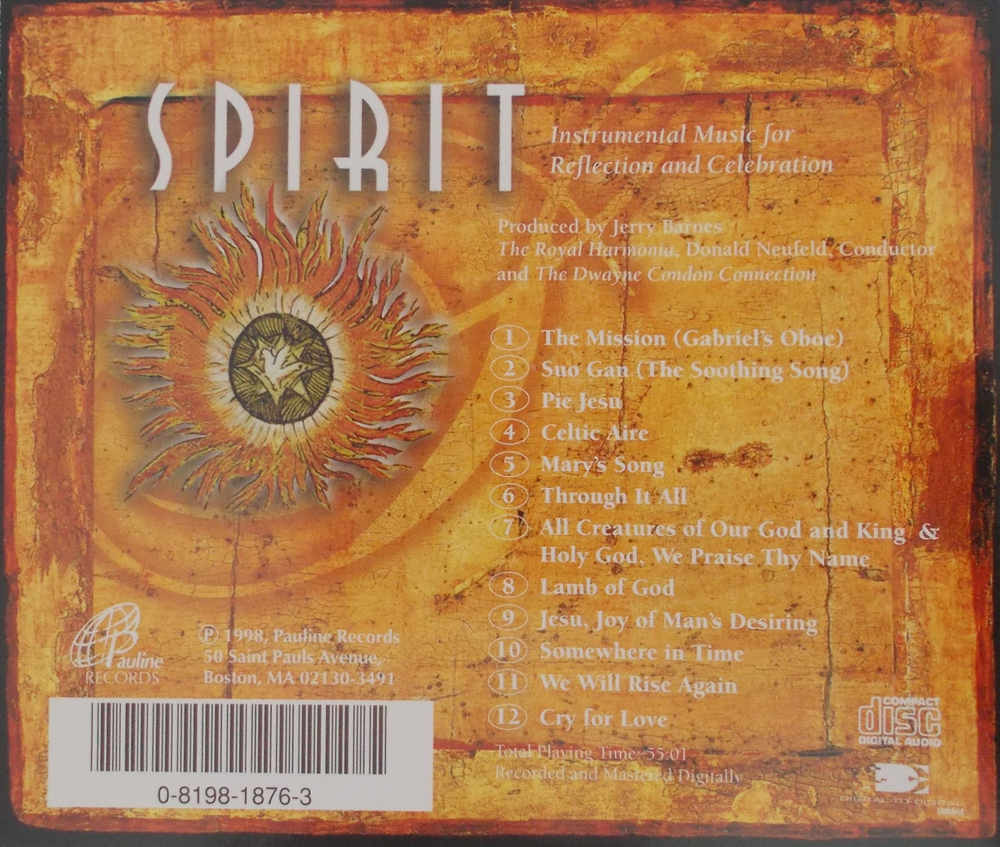 Spirit - Instrumental Music for Reflection & Celebration - Music CD