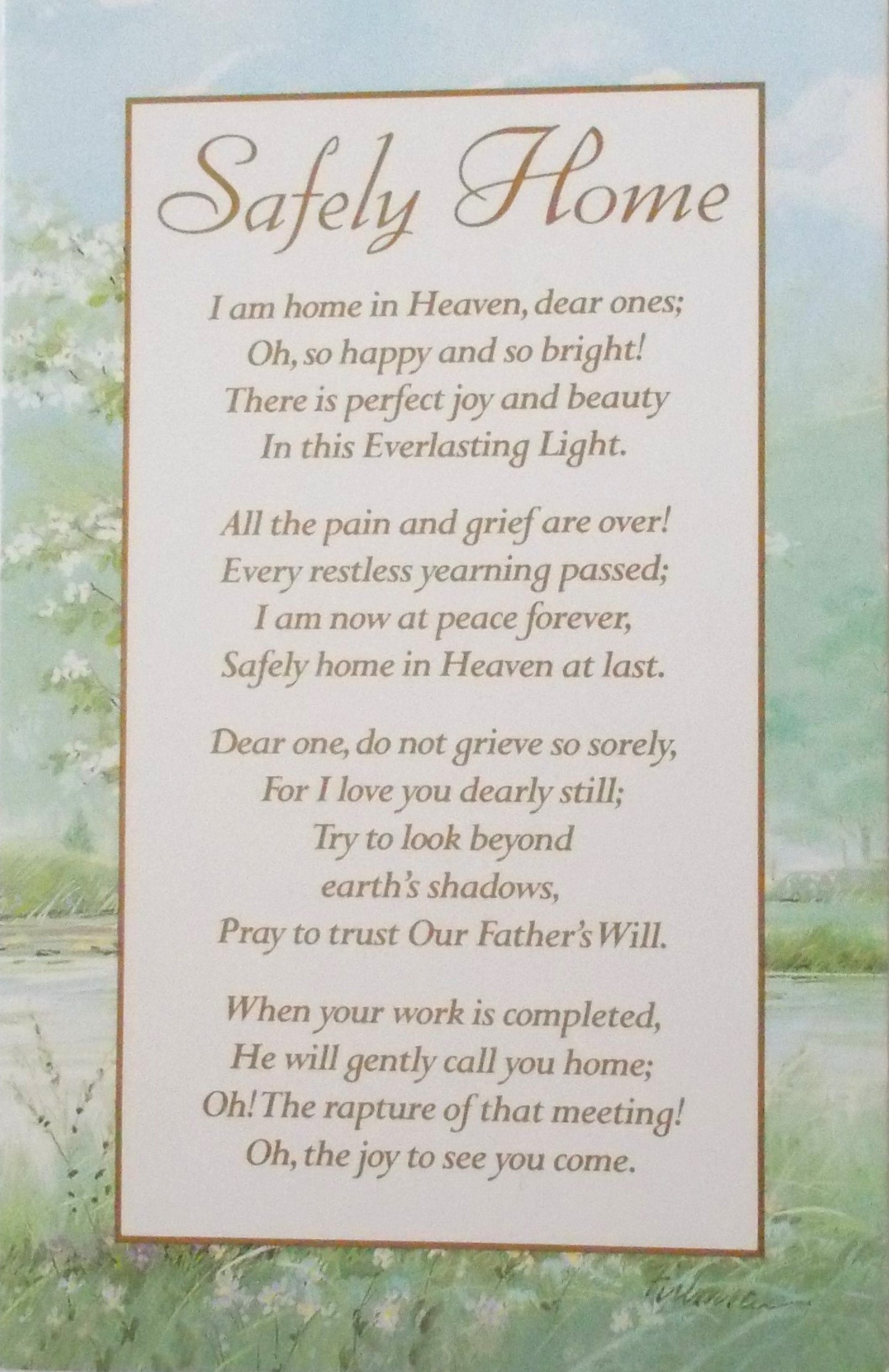 Safely Home - Holy Card - Blank on Back
