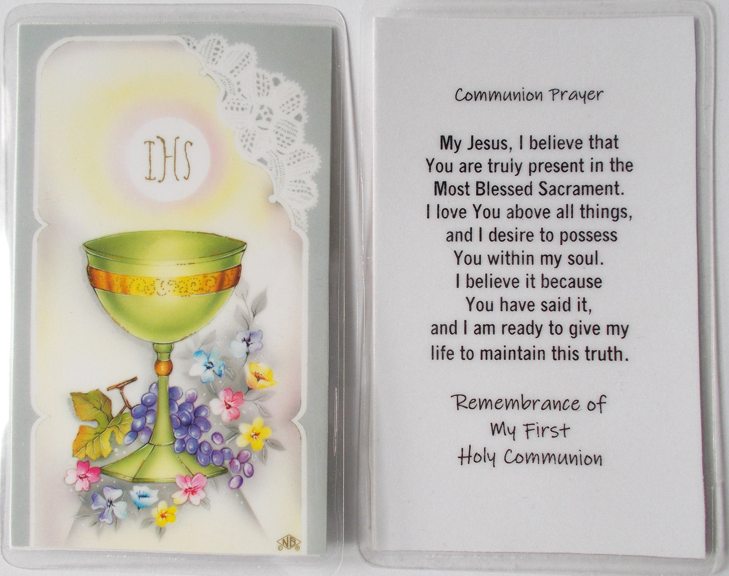 Laminated - First Communion Remembrance Prayercard - Communion Prayer