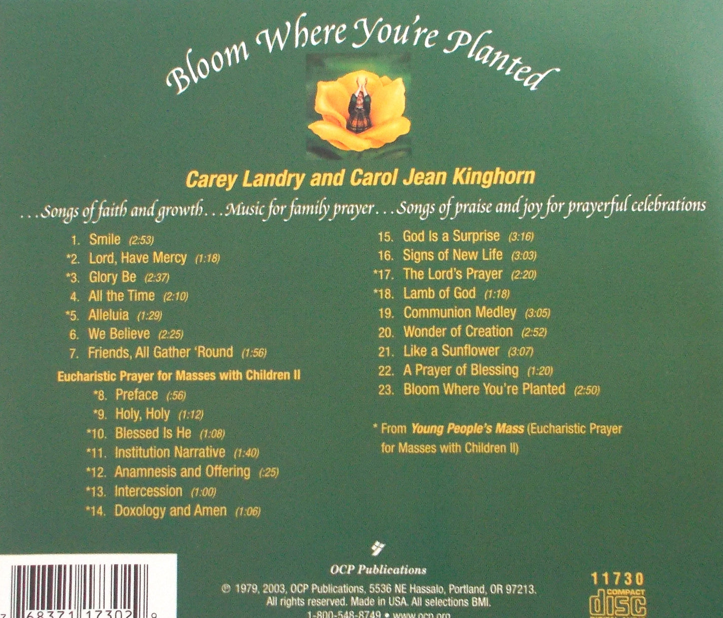Carey Landry - Bloom Where You're Planted - Music Cd for family prayer - Demo- Used