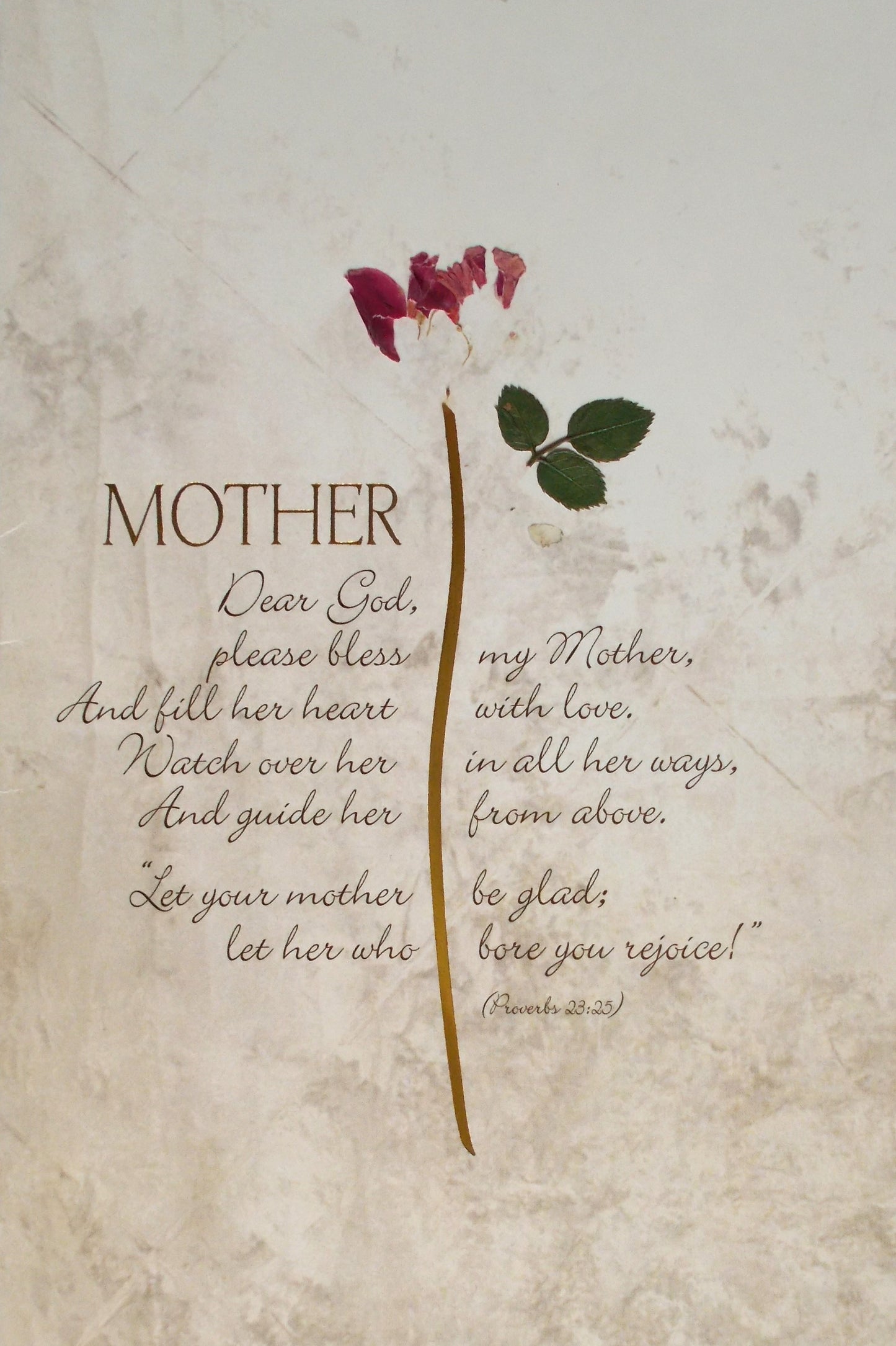Mother Petal Blessings Greeting Card with Real Pressed Flowers - Blank Inside