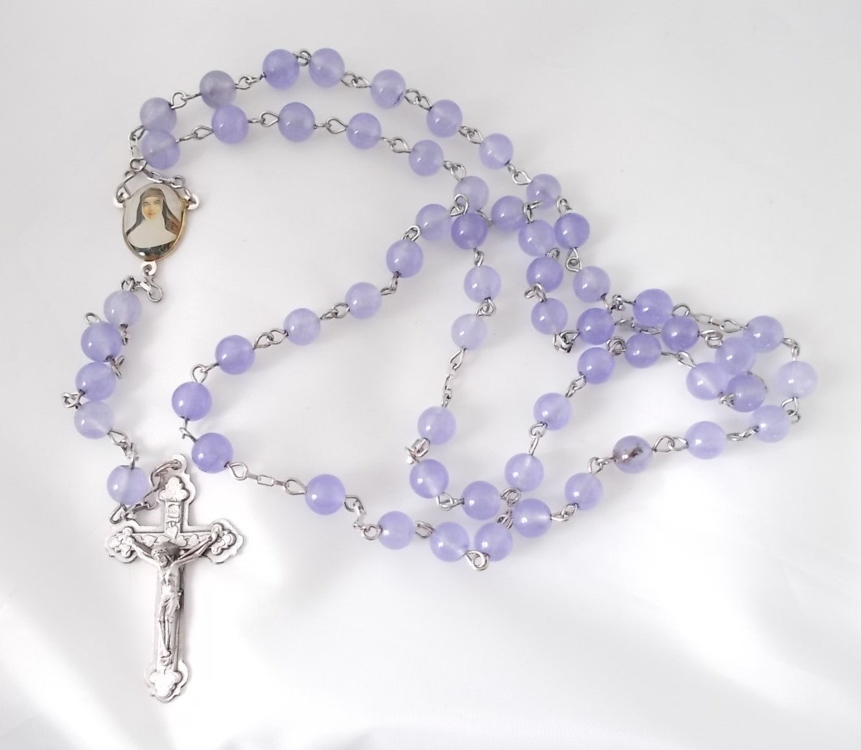 Rosary - Chain with Dyed Jade Purple Beads