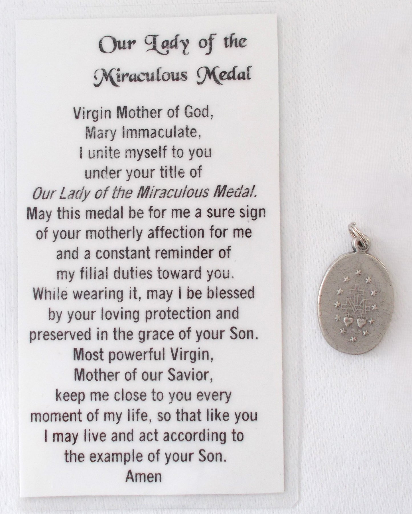 Miraculous Medal with Laminated Prayercard