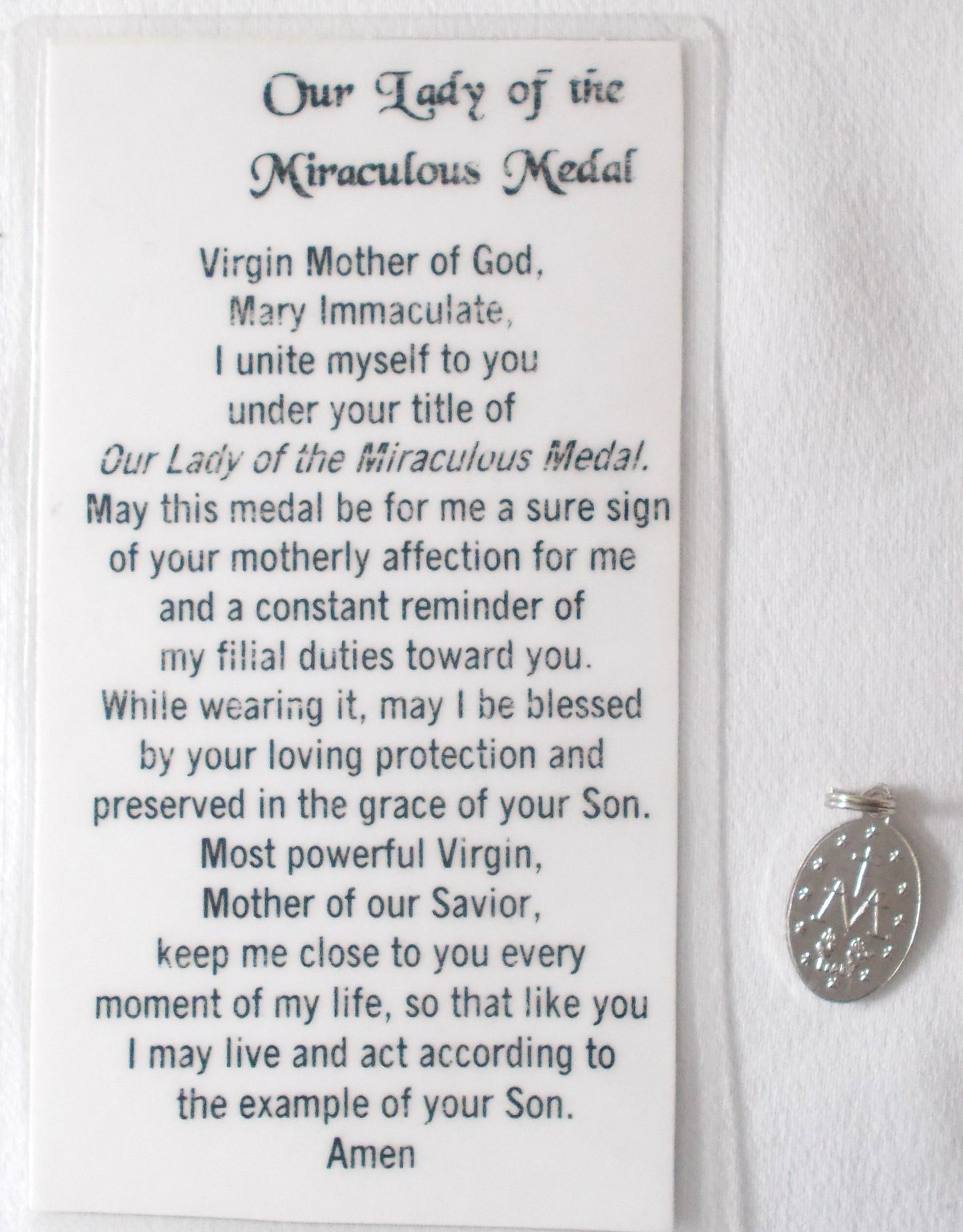 Miraculous Medal with Laminated Prayercard