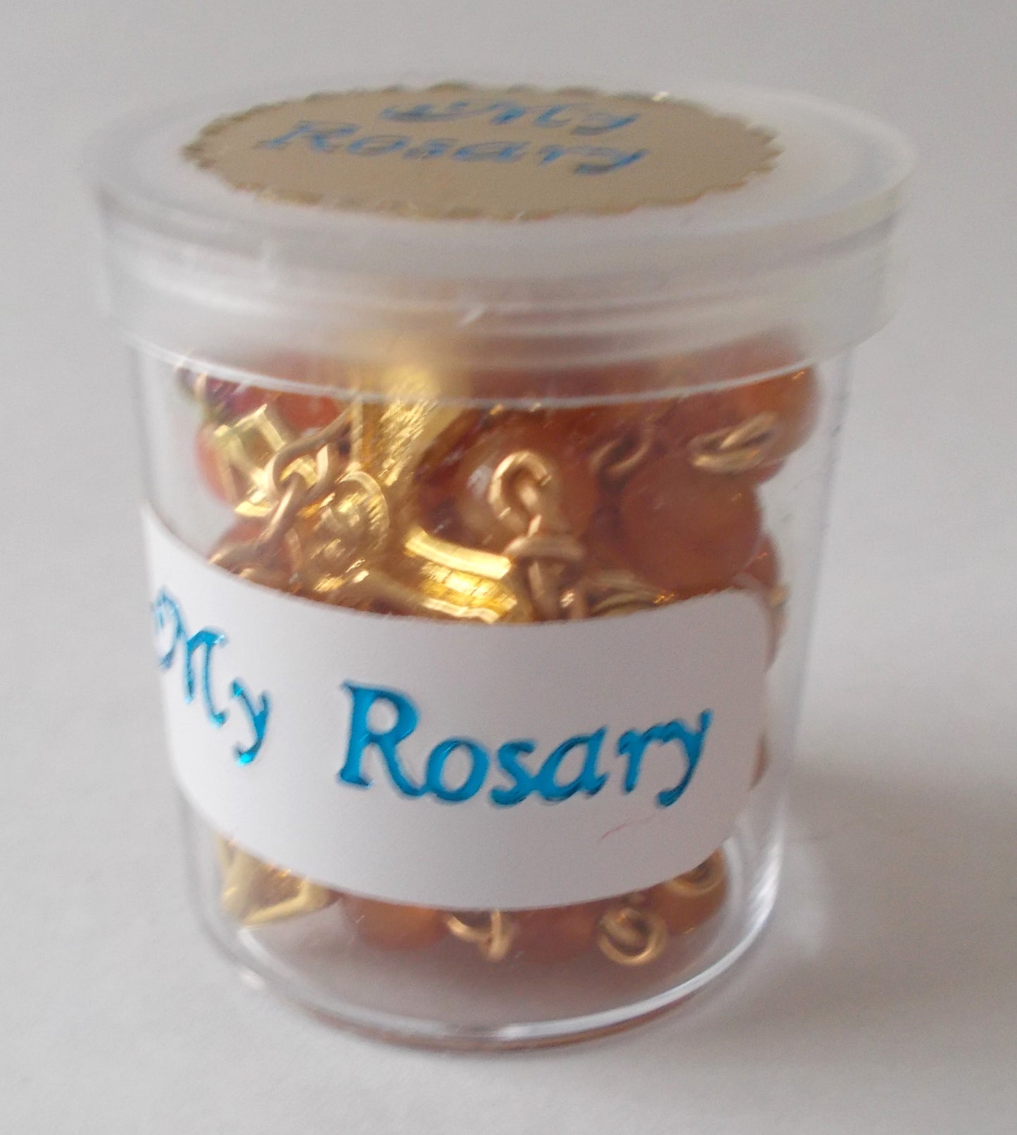 Orange & Gold-tone Rosary with Chalice Center