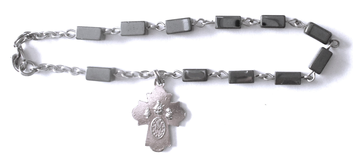 Rectangular Hematite Bracelet - 5 way Cross