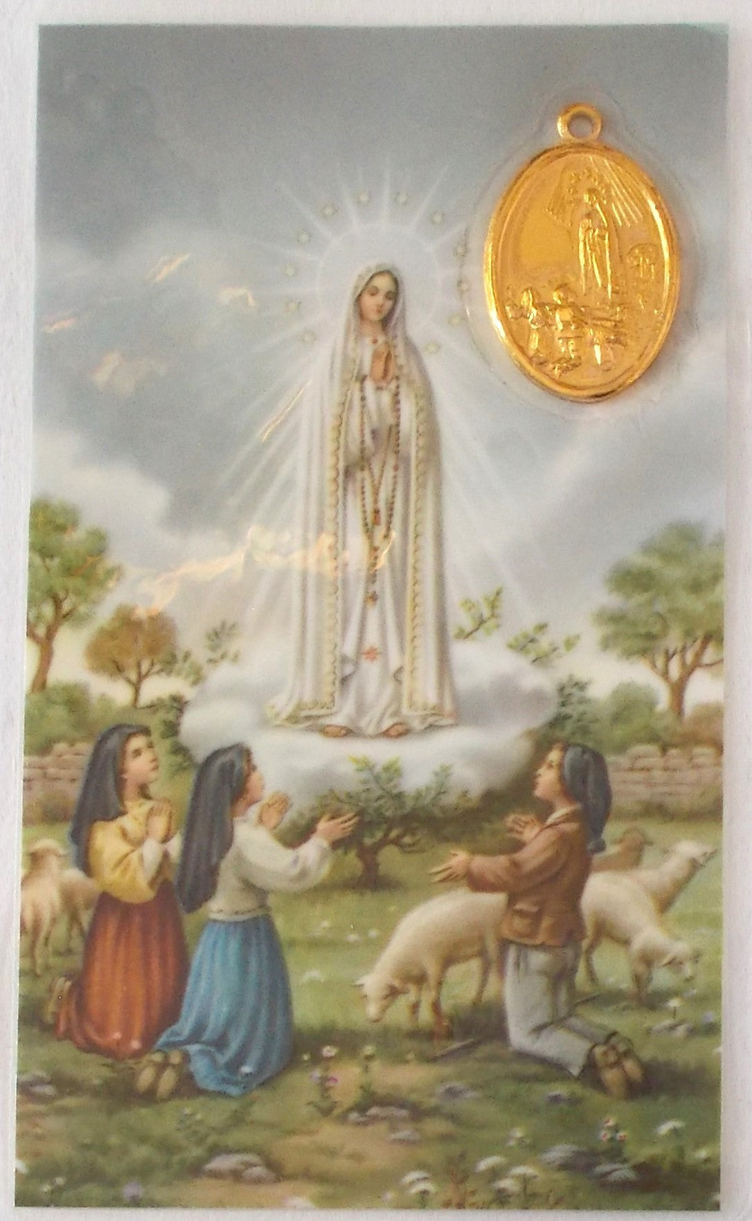 Laminated with Medal - Our Lady of Fatima
