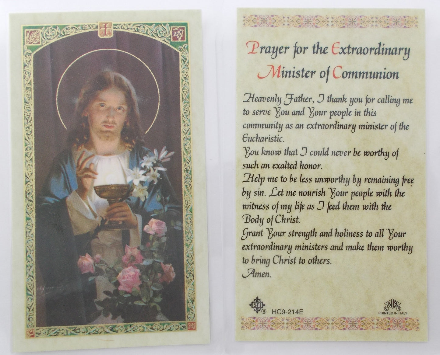 Laminated - Jesus - Prayer for Extraordinary Minister of Communion