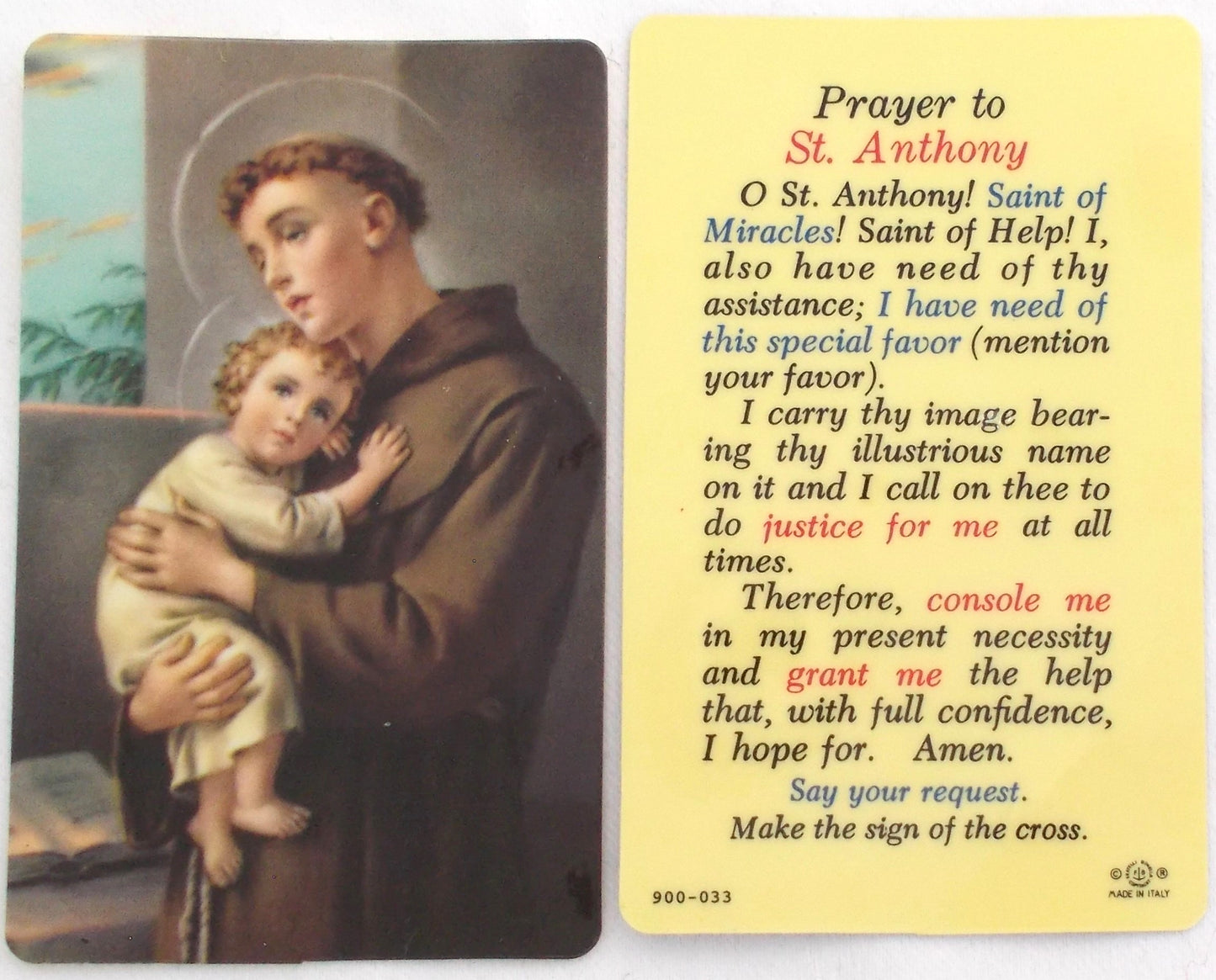 Plastic - St. Anthony Prayercard