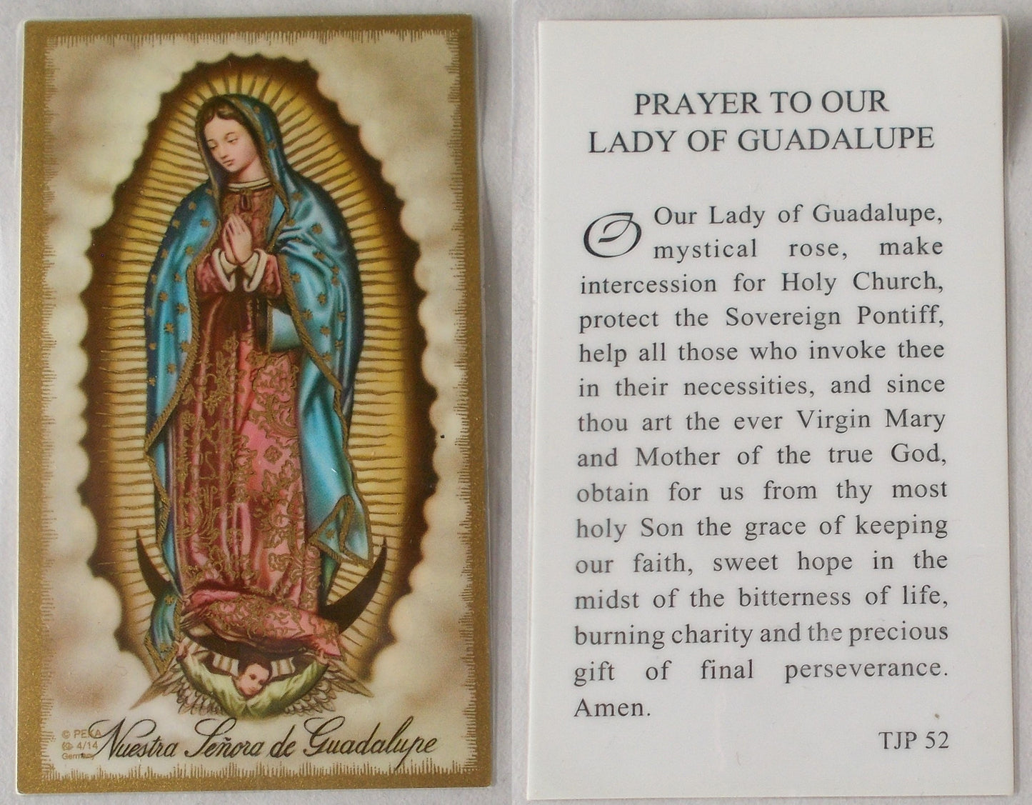 Our Lady of Guadalupe Laminated Prayercard