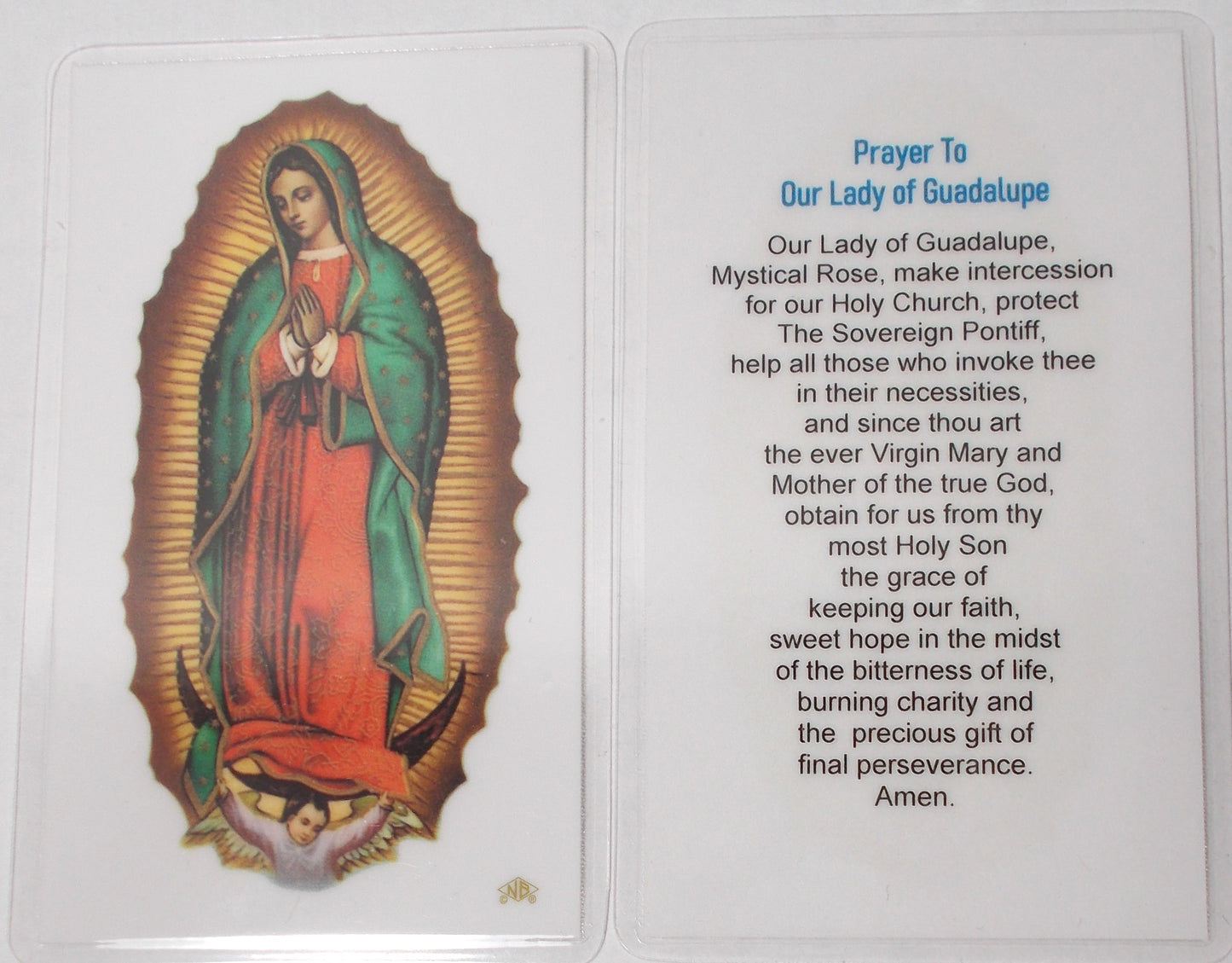Our Lady of Guadalupe Laminated Prayercard