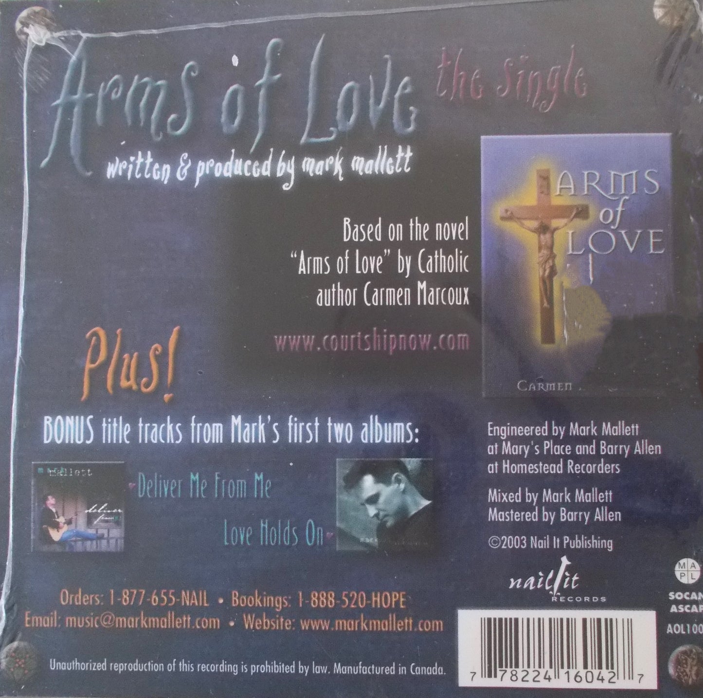 Mark Mallett - Arms of Love - The Single - Music CD