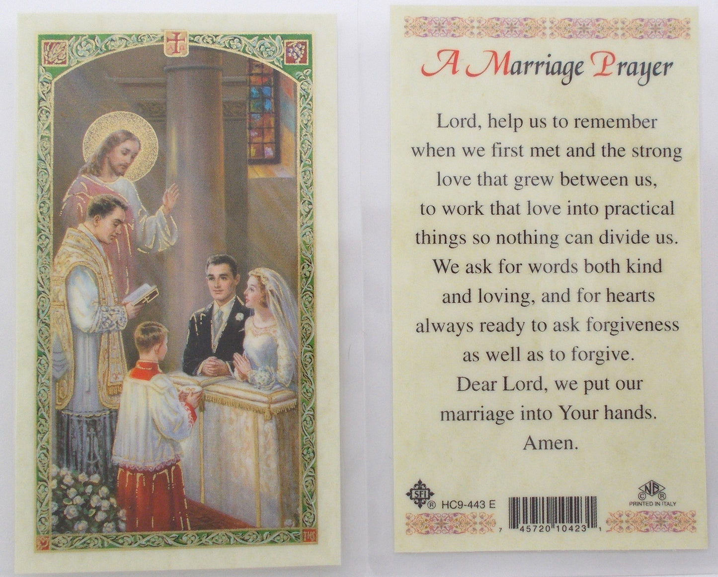 Laminated - Jesus at Church Wedding - A Marriage Prayer