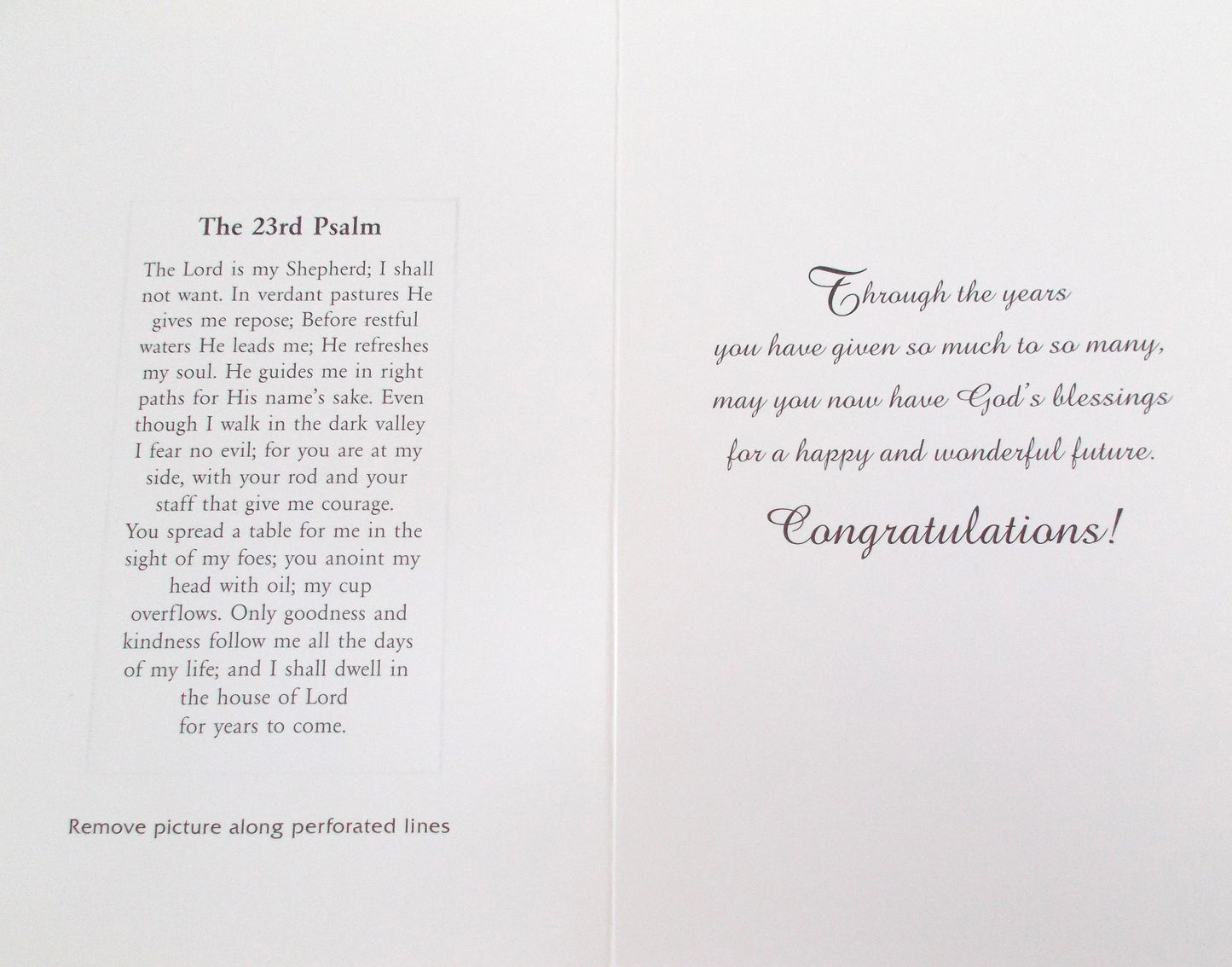 Retirement Greeting Card - Jesus - with 23rd Psalm Removable Prayercard