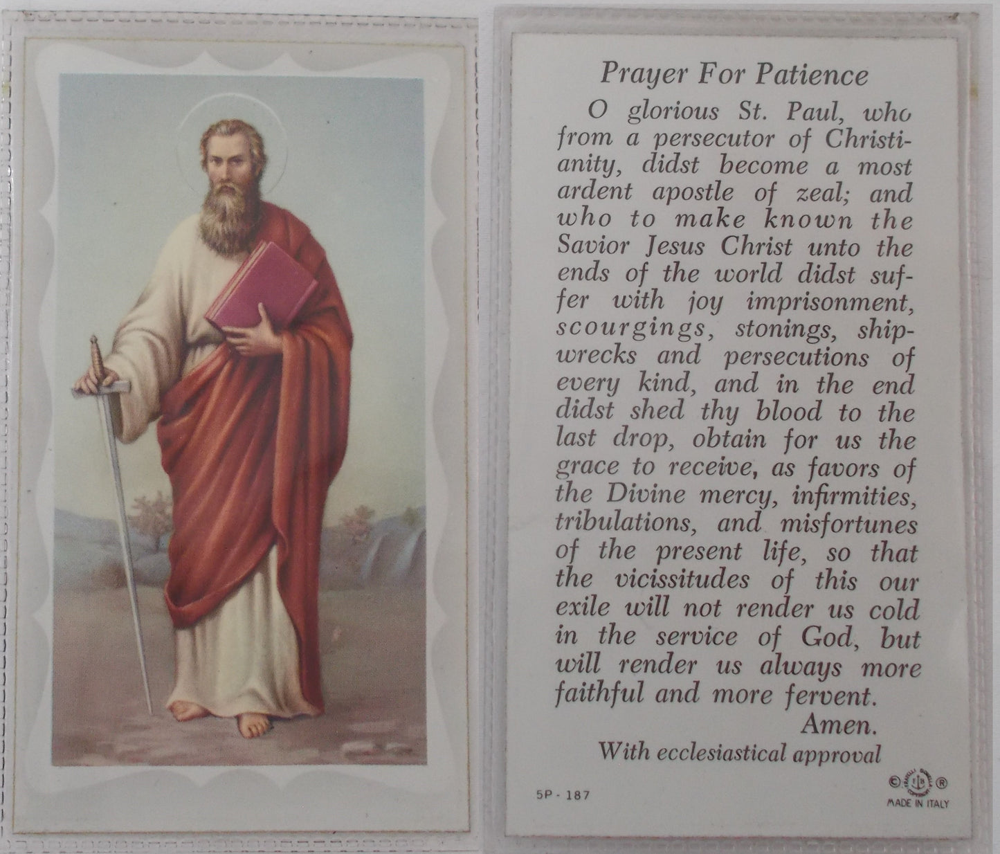 Paper in Vinyl - St. Paul - Prayer for Patience