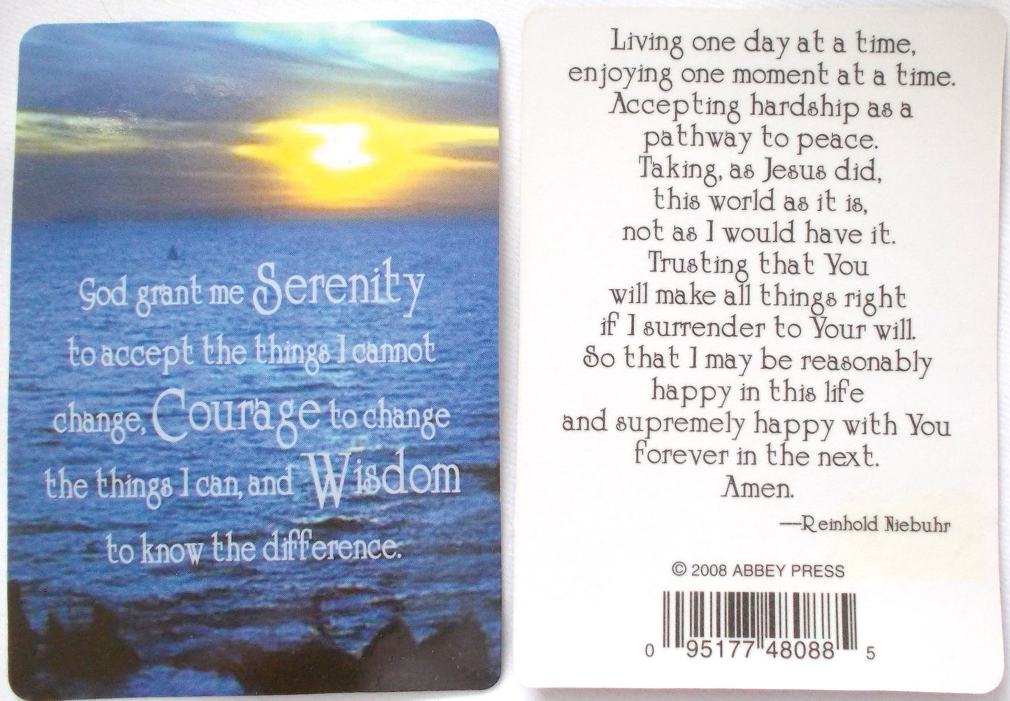 Serenity Prayer - Coated Cardstock Prayercard