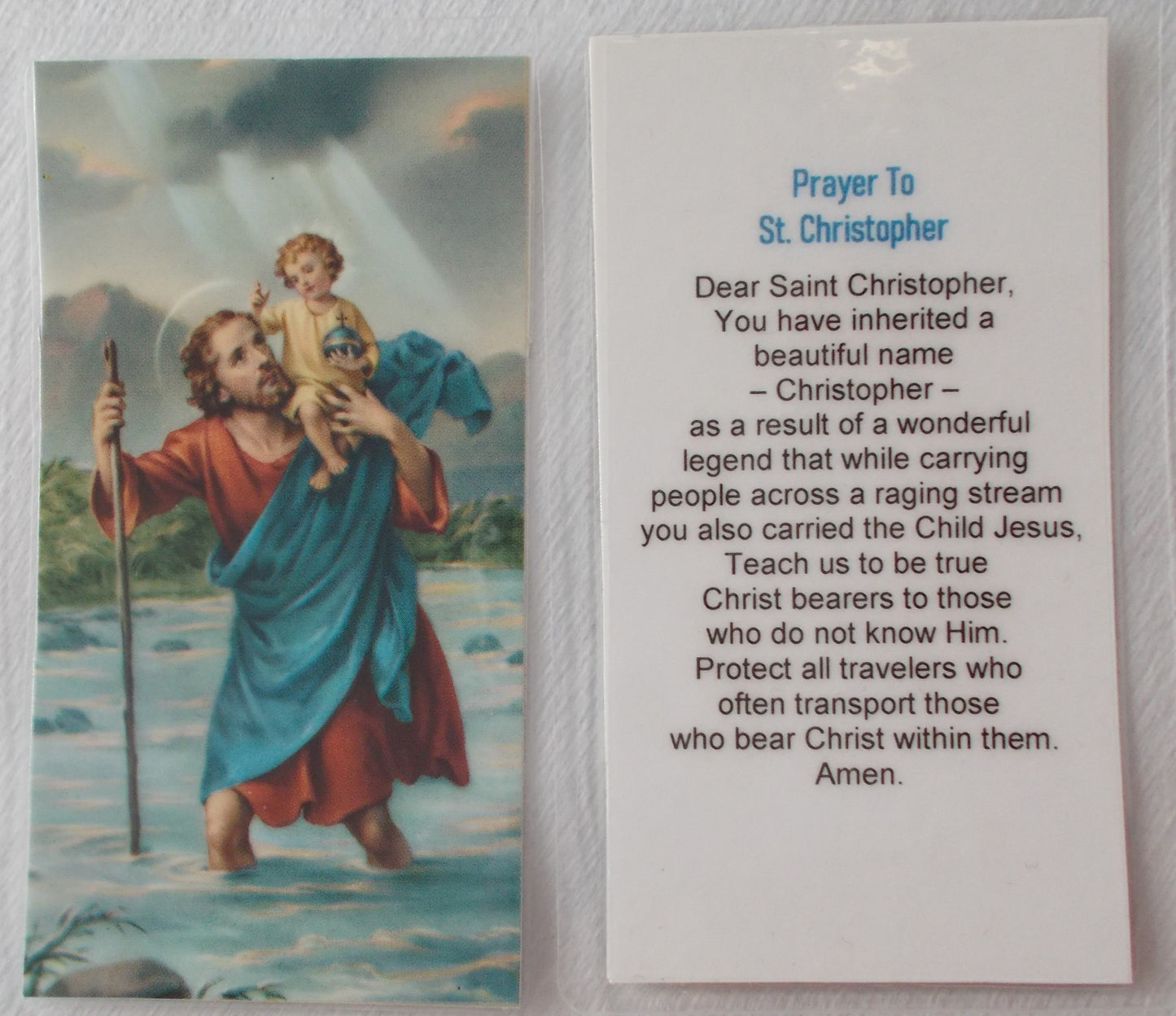 St. Christopher Laminated Prayercard- Prayer to