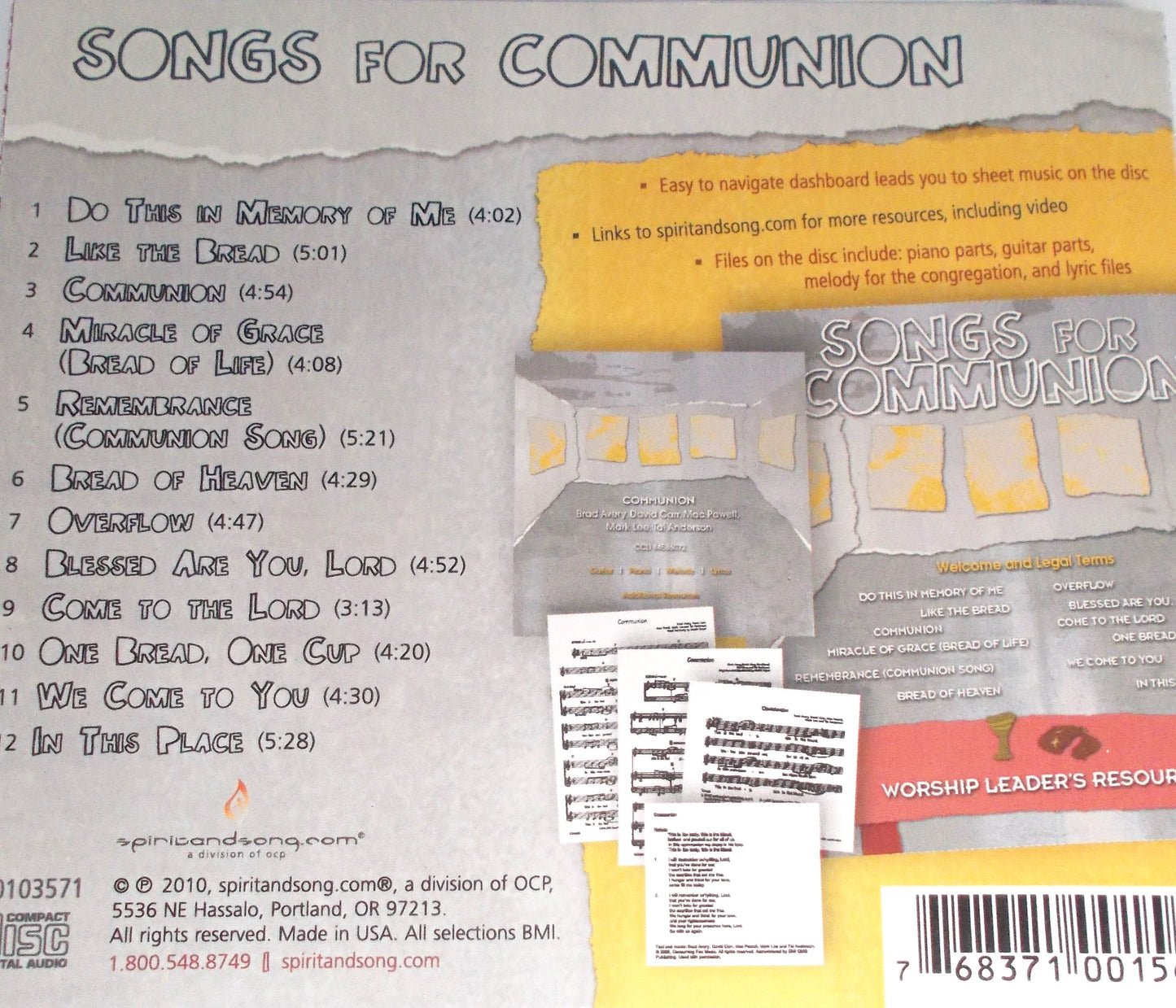 Spirit & Song - Songs For Communion - Worship Leader's Resource - Music CD