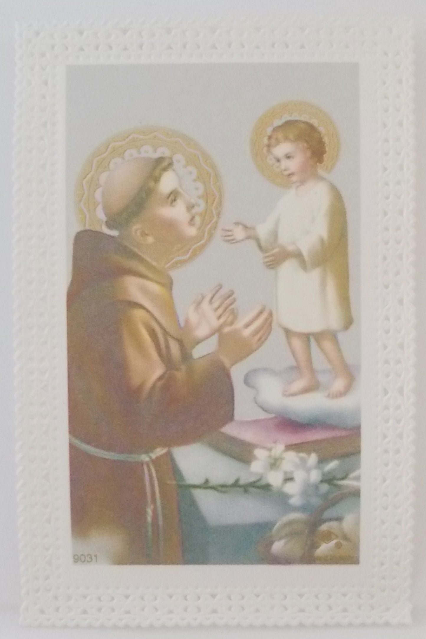 Image - St. Anthony - Paper lace edge - 2 3/4 x 4 1/4