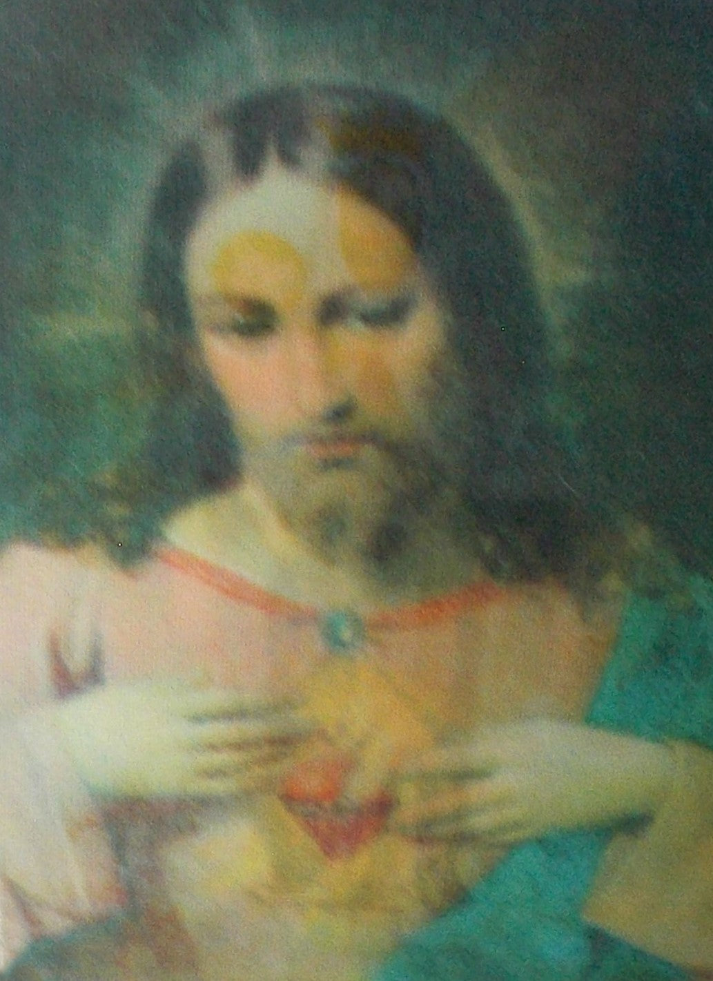 Plastic 3D Prayercard - Our Lady of Mount Carmel / Sacred Heart of Jesus