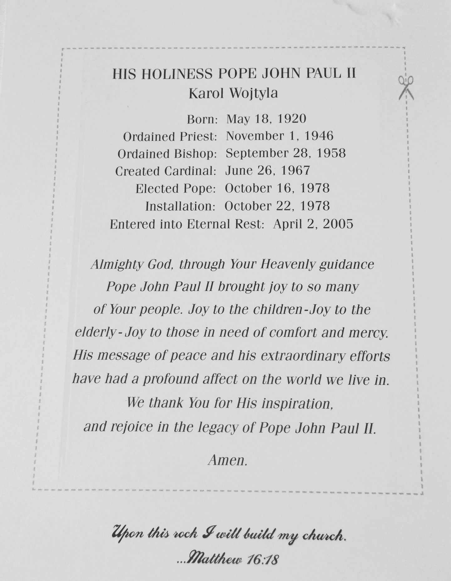 With Thoughts of You Greeting Card - Pope John Paul II