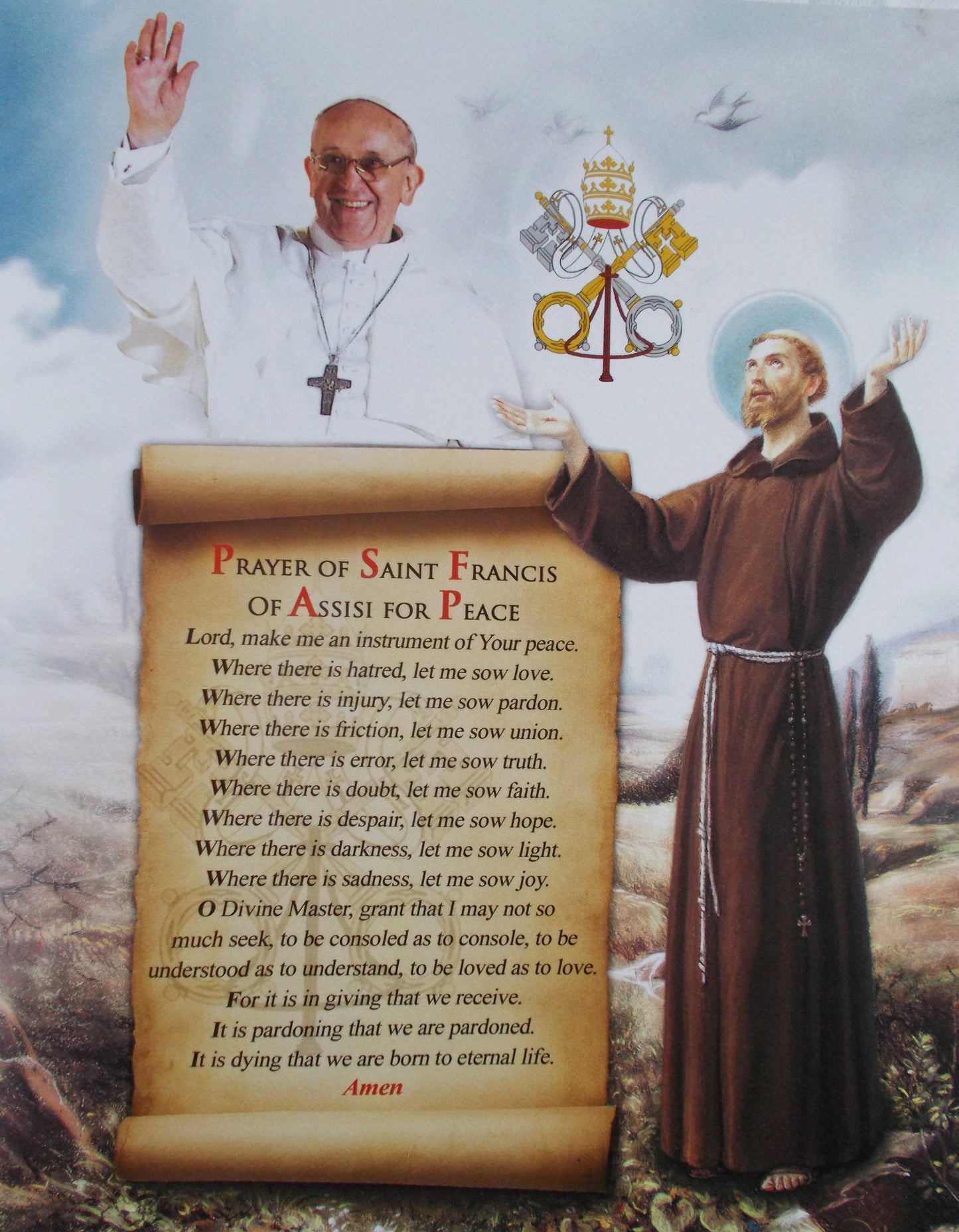 Image - Pope Francis - St. Francis Peace Prayer 8 x 10