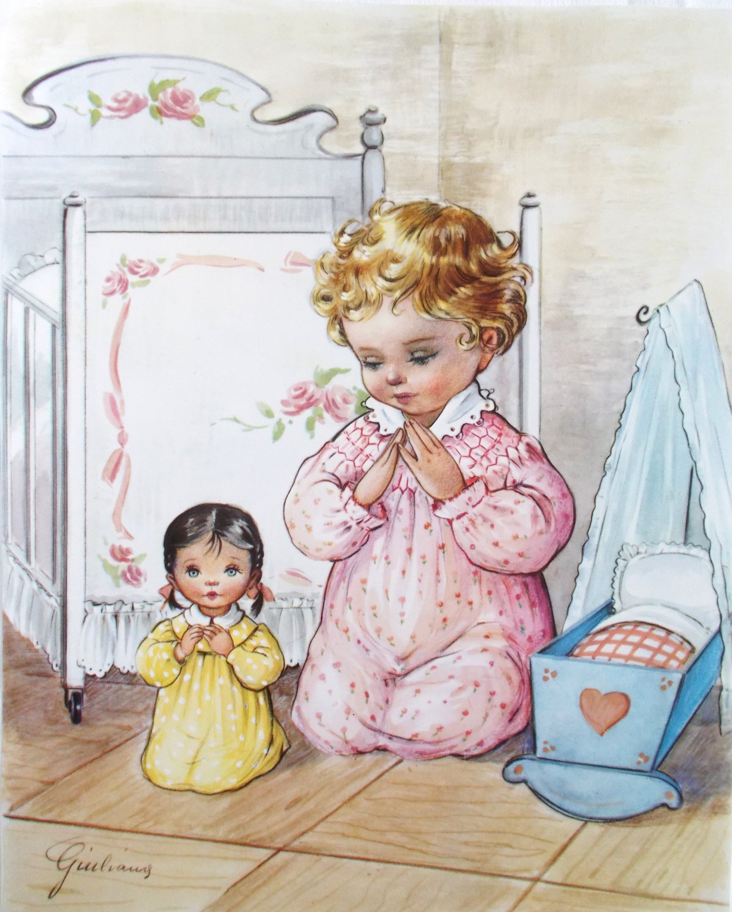 Image - Girl Praying with Doll- 8 x 10