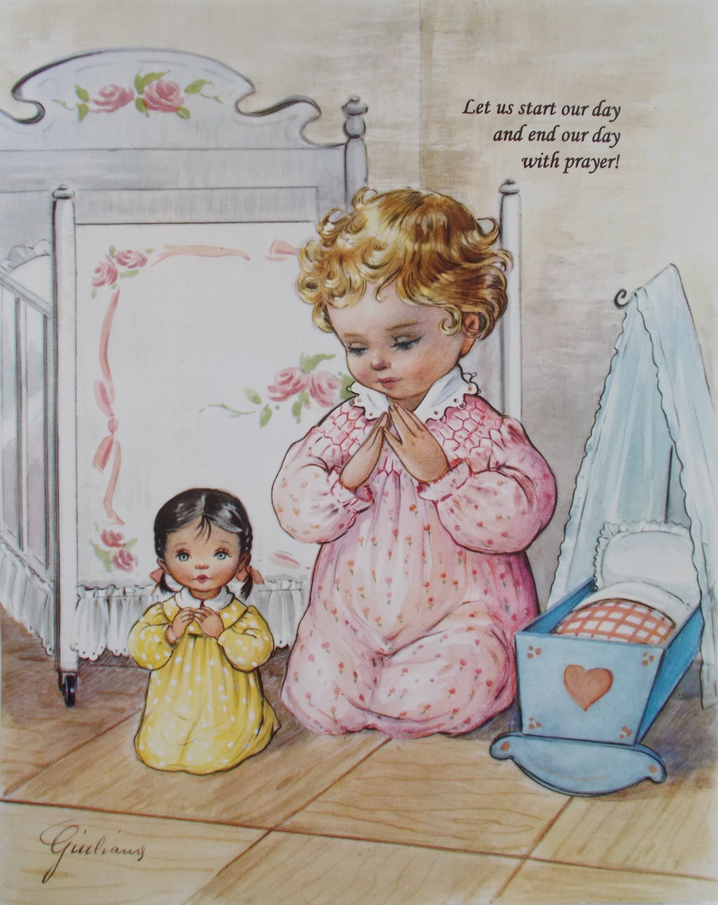 Image With Words - Girl Praying With Doll - 8 x 10