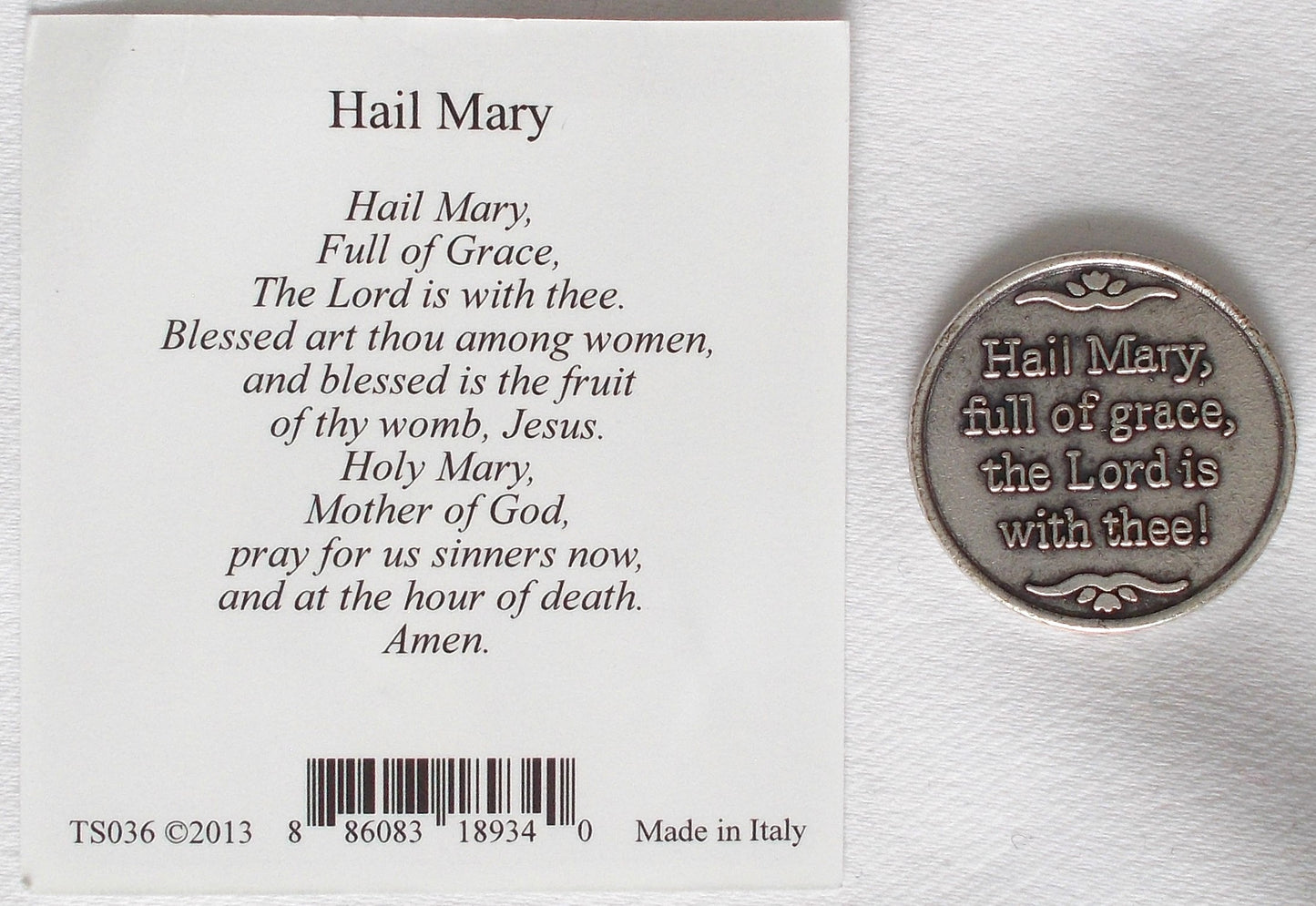 Pocket Token - Our Lady of Grace - with Paper Prayercard in Vinyl Pouch