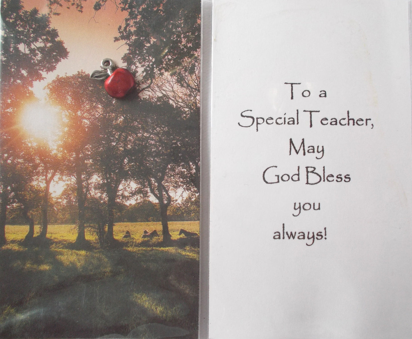 Teacher Gift - Paper Prayercard with Apple Charm