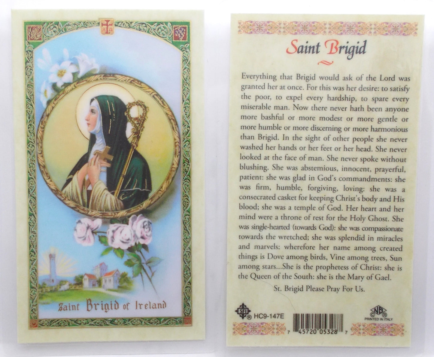 Pewter Medal with Chain & Prayercard - St. Brigid of Ireland